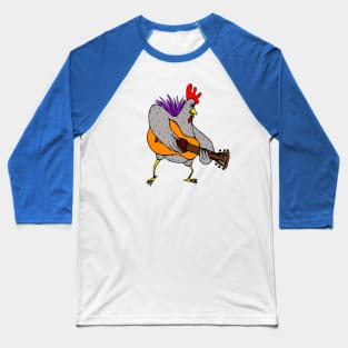 Rooster Crazy Rooster Guitar Baseball T-Shirt